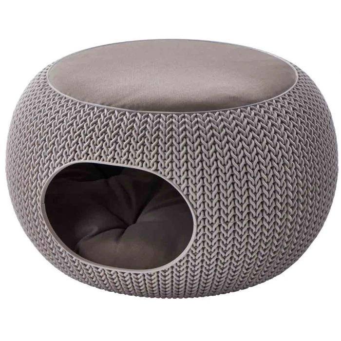 Curver Cuccia Rotonda Effetto Maglia Con Cuscino Per Cane E Gatto Sabbia